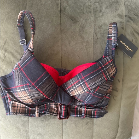 Marlies Dekkers Other - marlies|dekkers The Detective Brown and Red Plaid Cotton-Blend Bra